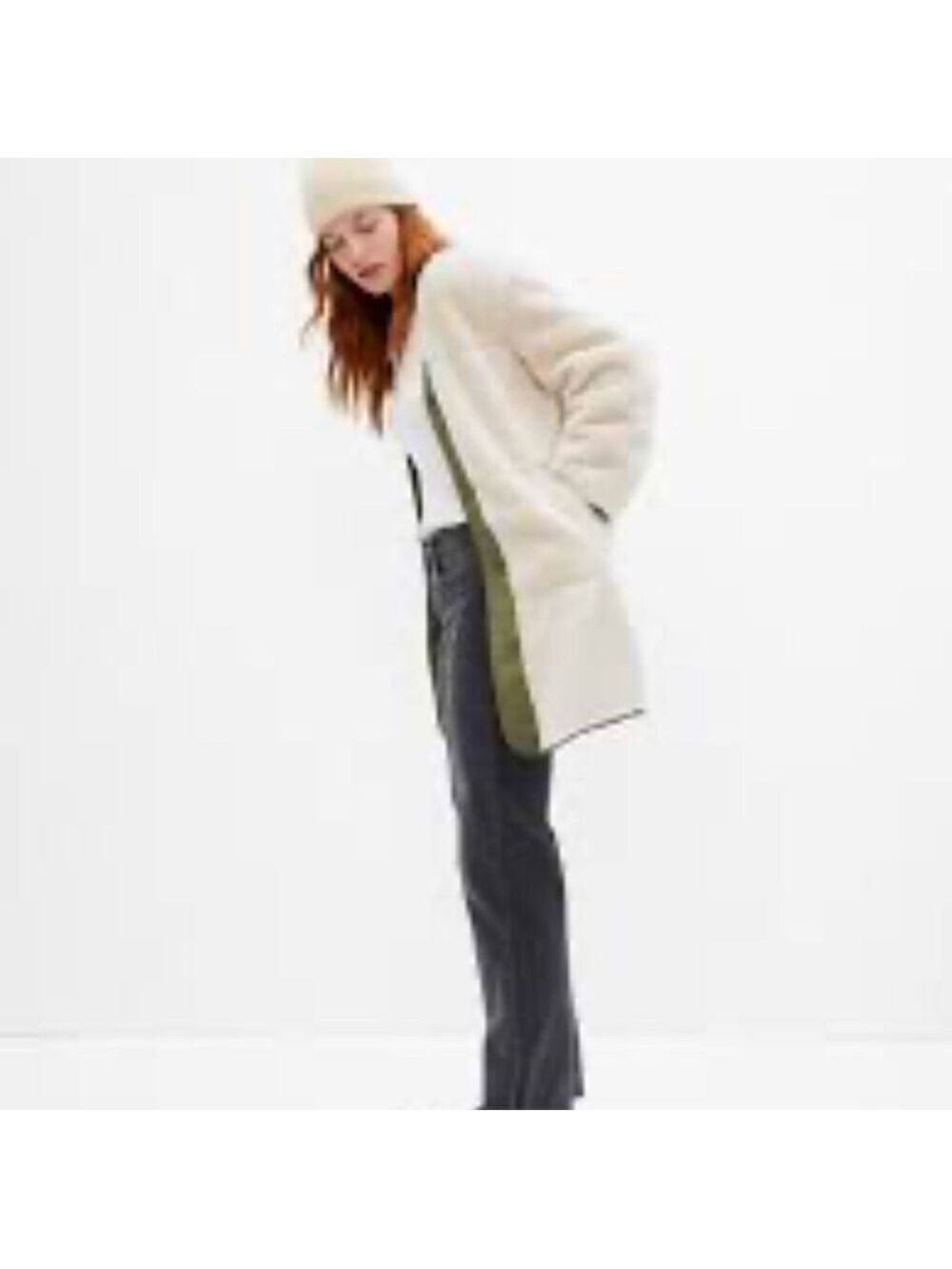 Gap Mixed Media Sherpa Soft And Cozy Long Line Teddy Jacket Coat New Size M H